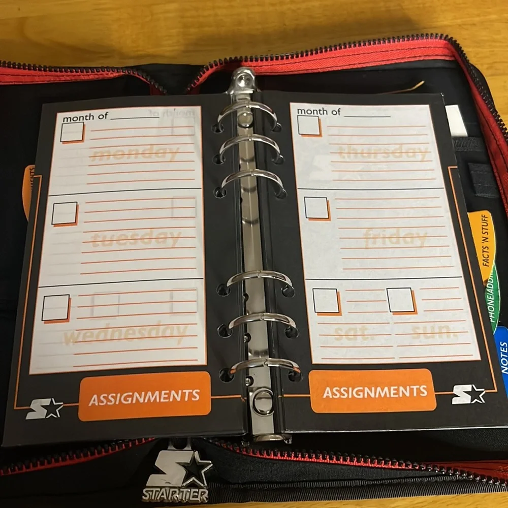 Vintage Starter Zip-Up Agenda Binder Address Book Planner Calendar Organizer